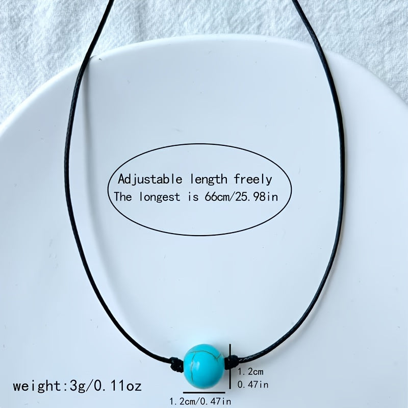 Adjustable Bohemian Turquoise Stone Bead Necklace