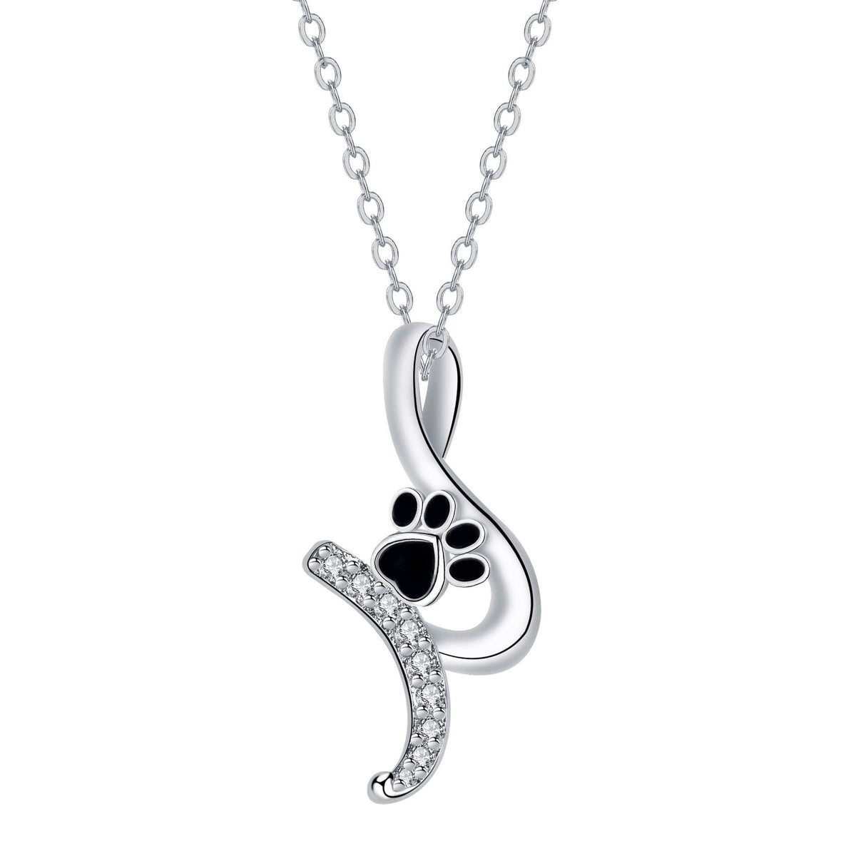 Ketting met zwarte pootafdrukhanger