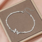 Rhinestone Butterfly Bracelet in Silver Tone