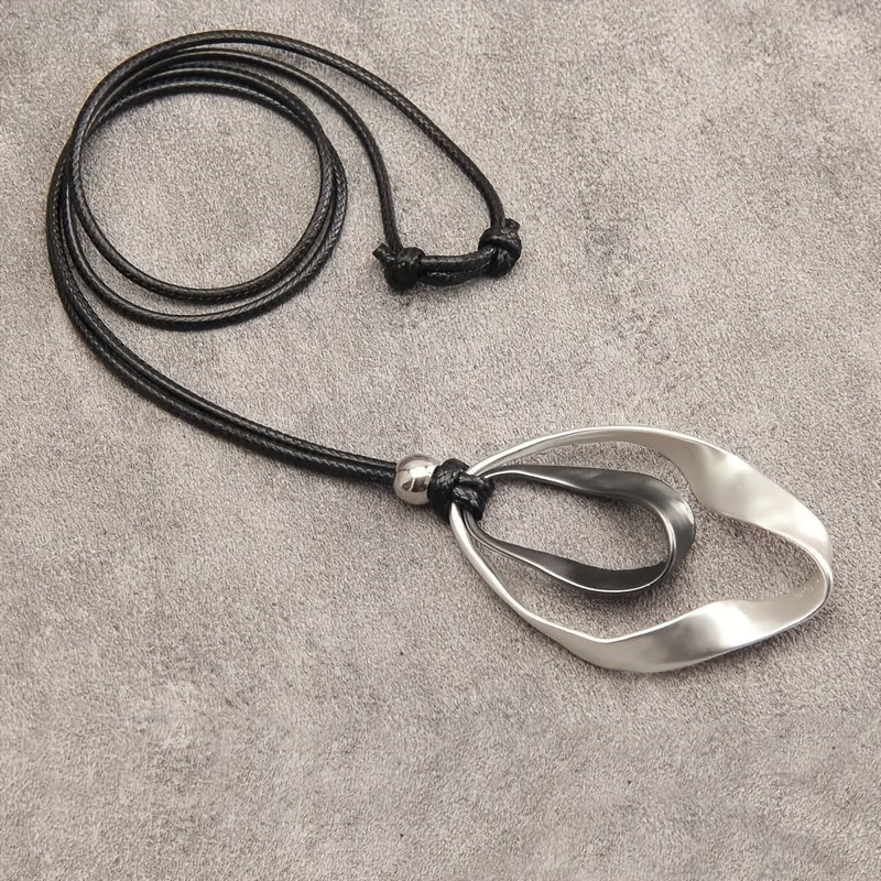 Modern Mixed-Metal Abstract Pendant Necklace