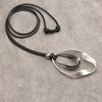 Modern Mixed-Metal Abstract Pendant Necklace