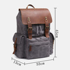 Retro Canvas and Genuine Leather Laptop Backpack