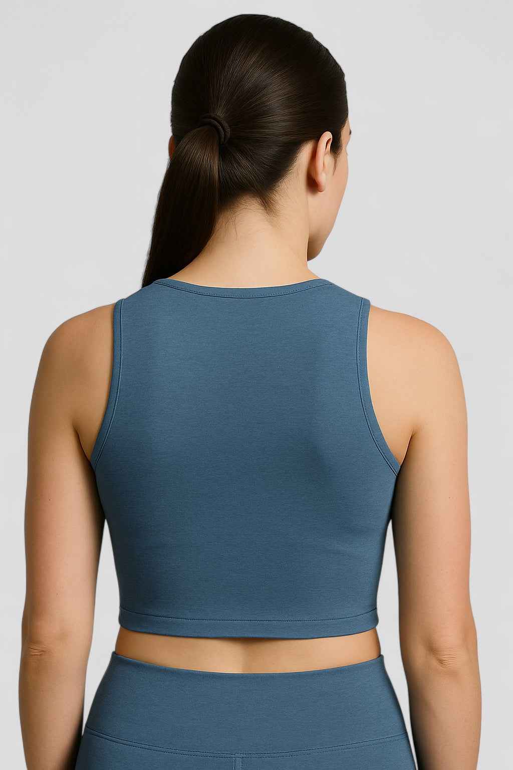 Crop top met vierkante hals in nylonstretch met vochtregulering