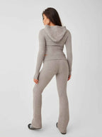 Soft Knit Two-Piece Set with Relaxed Top and Matching Trousers