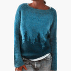 Nordic Pattern Brushed Jumper with a Wide Collar – Sweaters
