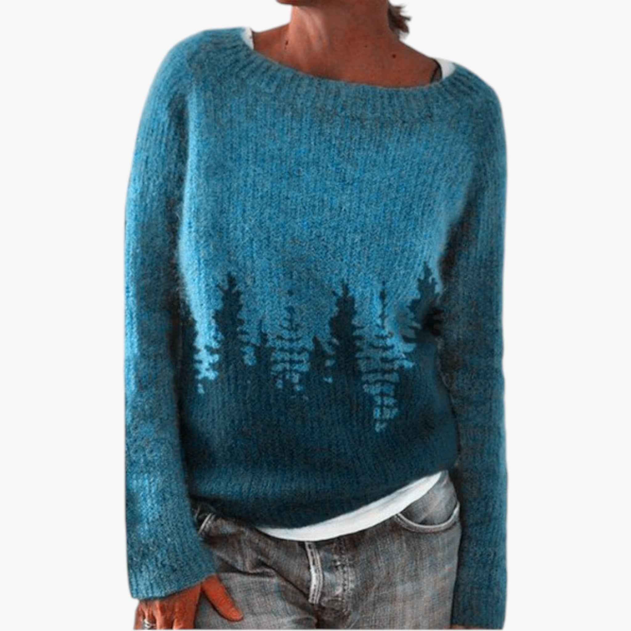 Nordic Pattern Brushed Jumper with a Wide Collar – Sweaters