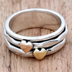 Bohemian Retro Two-Tone Heart Wide Ring