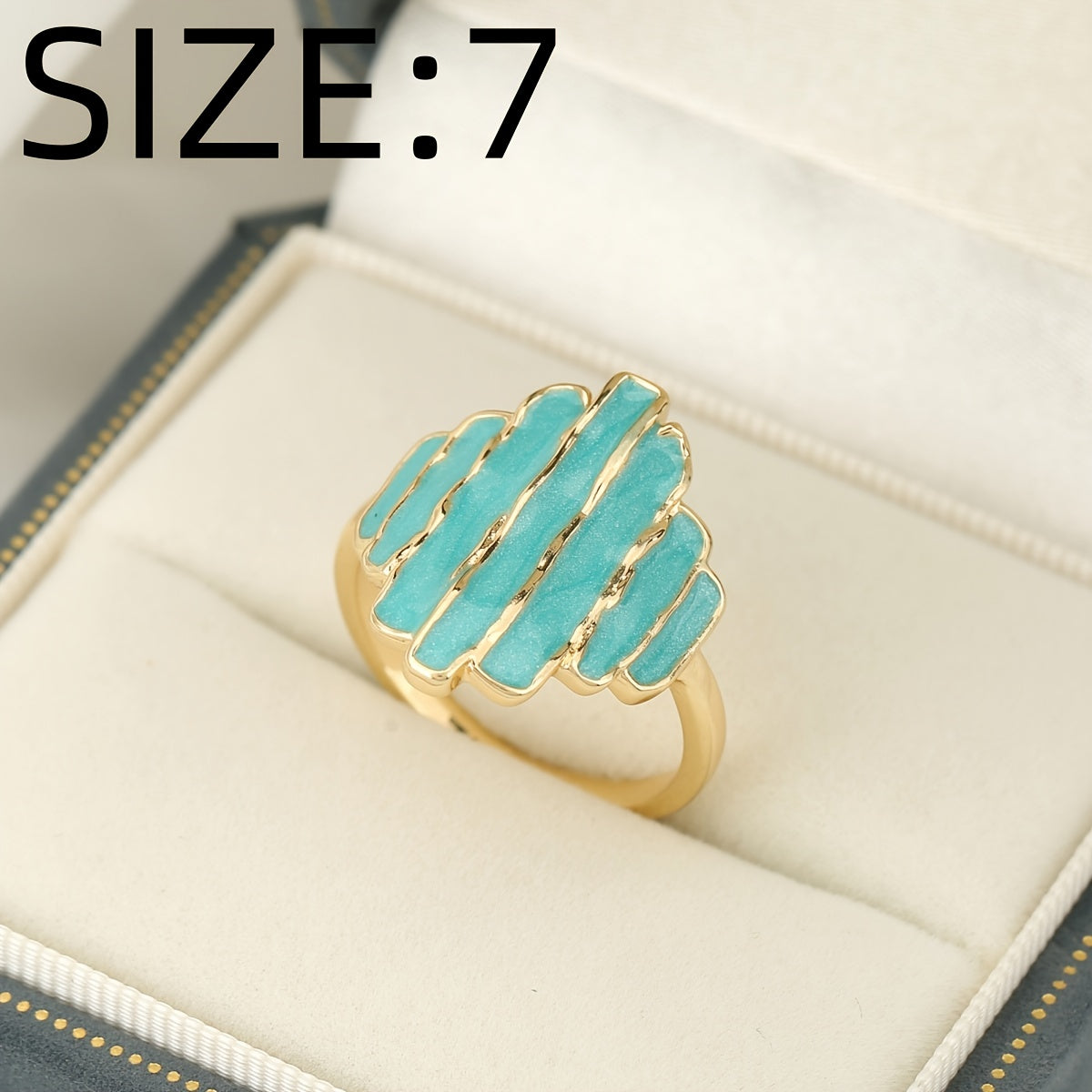 Bohemian Painted Irregular Rock-Edge Mint Green Ring