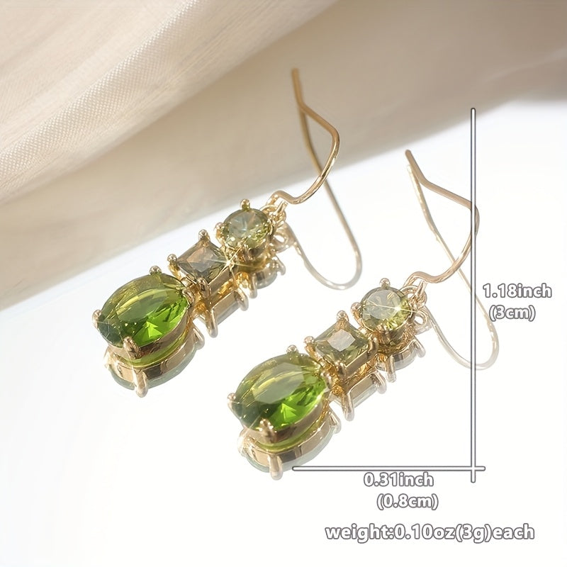 Vintage Bohemian Green Zirconia Geometric Earrings