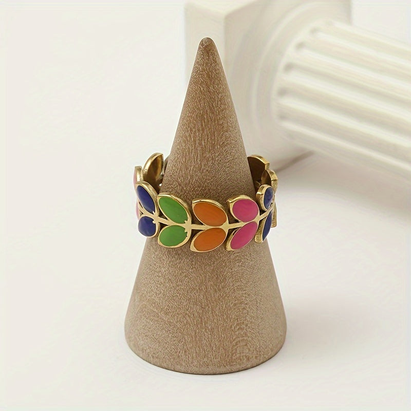 Boho Multicolour Leaf Band Ring
