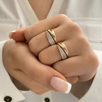 Pointed Wing Inlaid Zirconia Open Ring