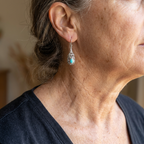 Vintage Teardrop Turquoise Silver-Plated Drop Earrings