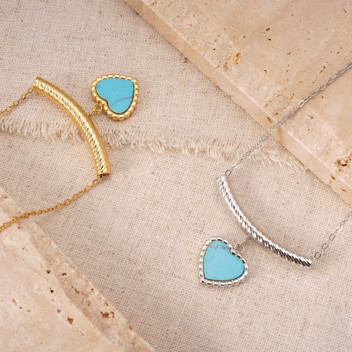 Bohemian Heart-Shaped Turquoise Pendant Necklace