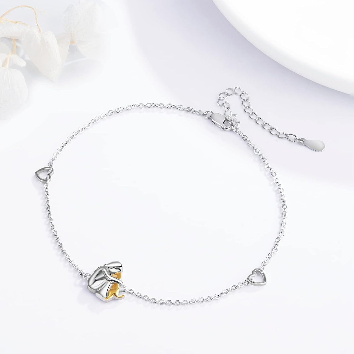 Adjustable Puppy Charm Bracelet with Optional Heart