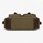 Vintage Military-Style Green Canvas Laptop Shoulder Bag
