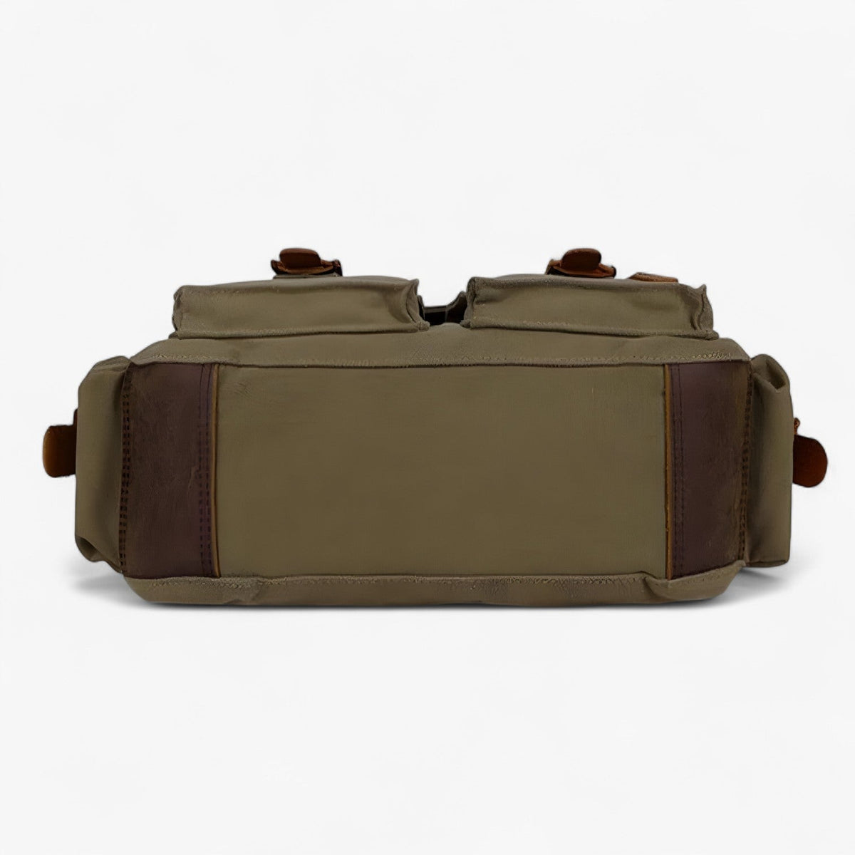 Vintage Military-Style Green Canvas Laptop Shoulder Bag