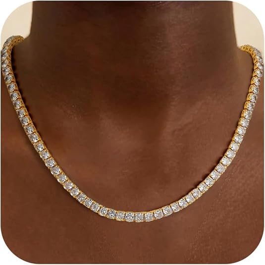 Tennis Necklace in Two Metal Tones