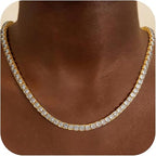 Tennis Necklace in Two Metal Tones