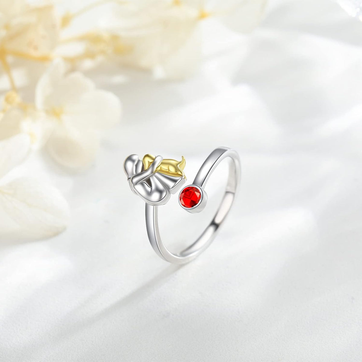 Adjustable Sterling Silver Dog and Girl Ring