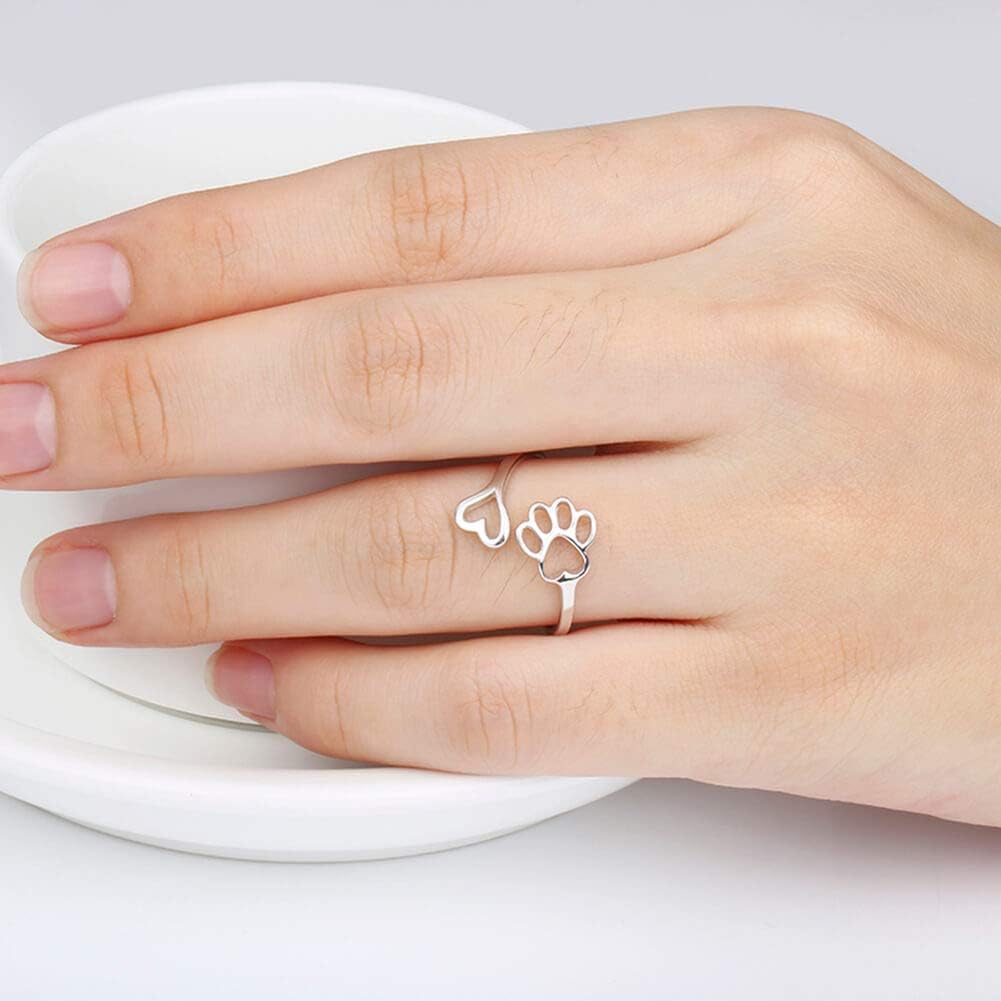 Verstelbare ring met pootje en hart