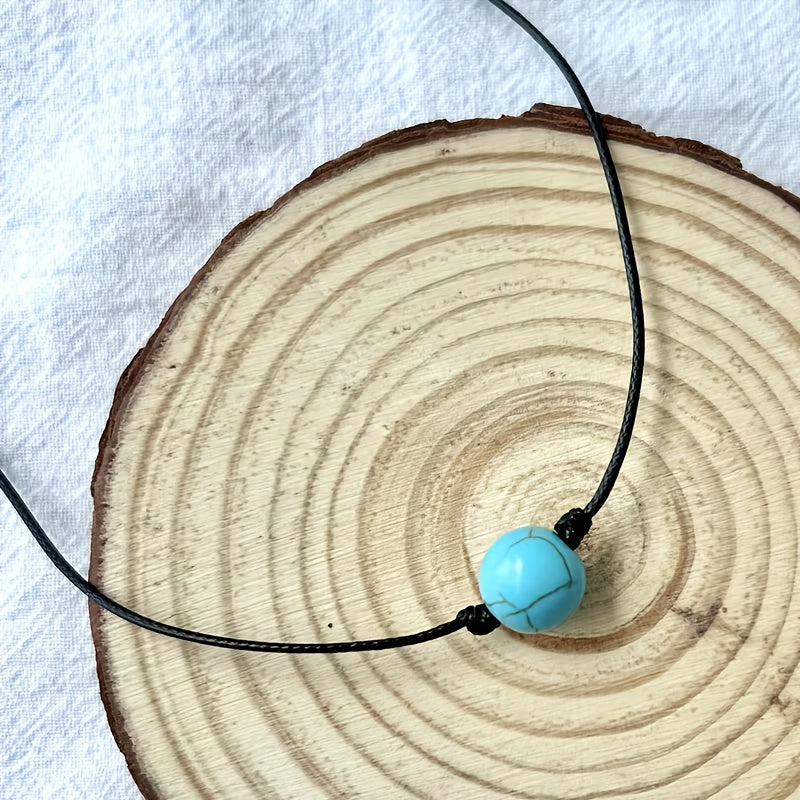 Adjustable Bohemian Turquoise Stone Bead Necklace