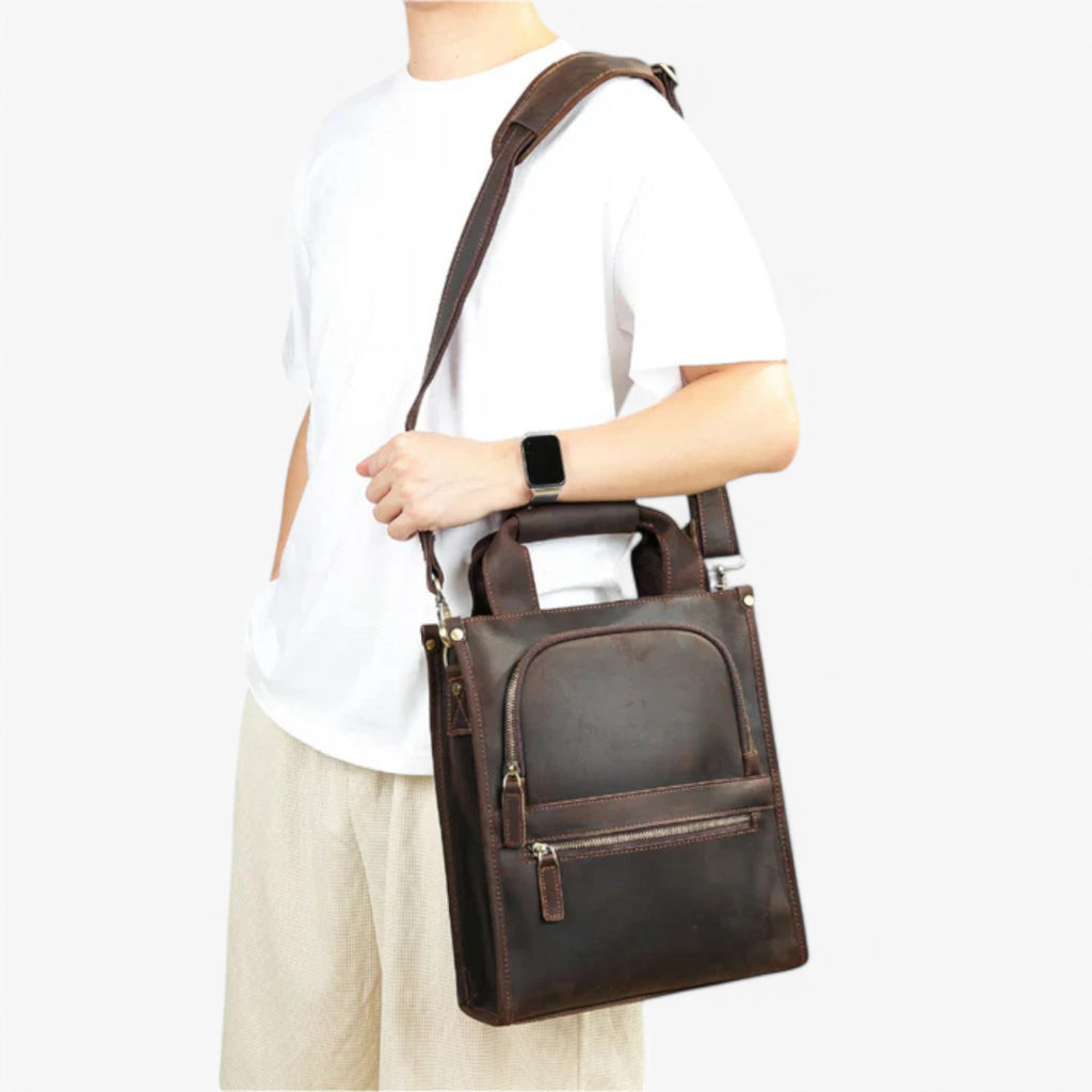 Elegant Brown Leather Document Portfolio