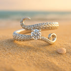 Silver-Tone Zirconia Tentacle Ring