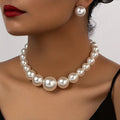 Classic Vintage-Style Pearl Necklace and Earrings Set