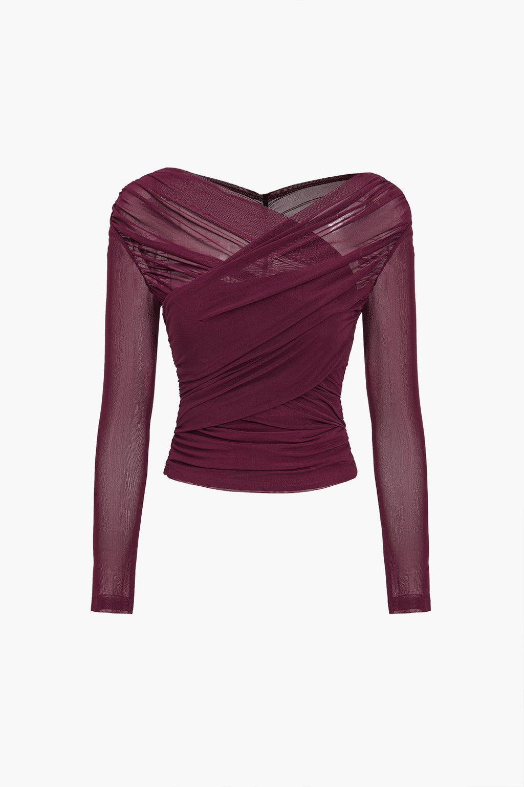 Mesh Wrap Top with Long Sleeves
