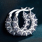 Zirconia Inlaid Circular Hoop Earrings