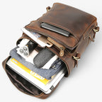 Luxury Full-Grain Leather Laptop Backpack with Padded Back