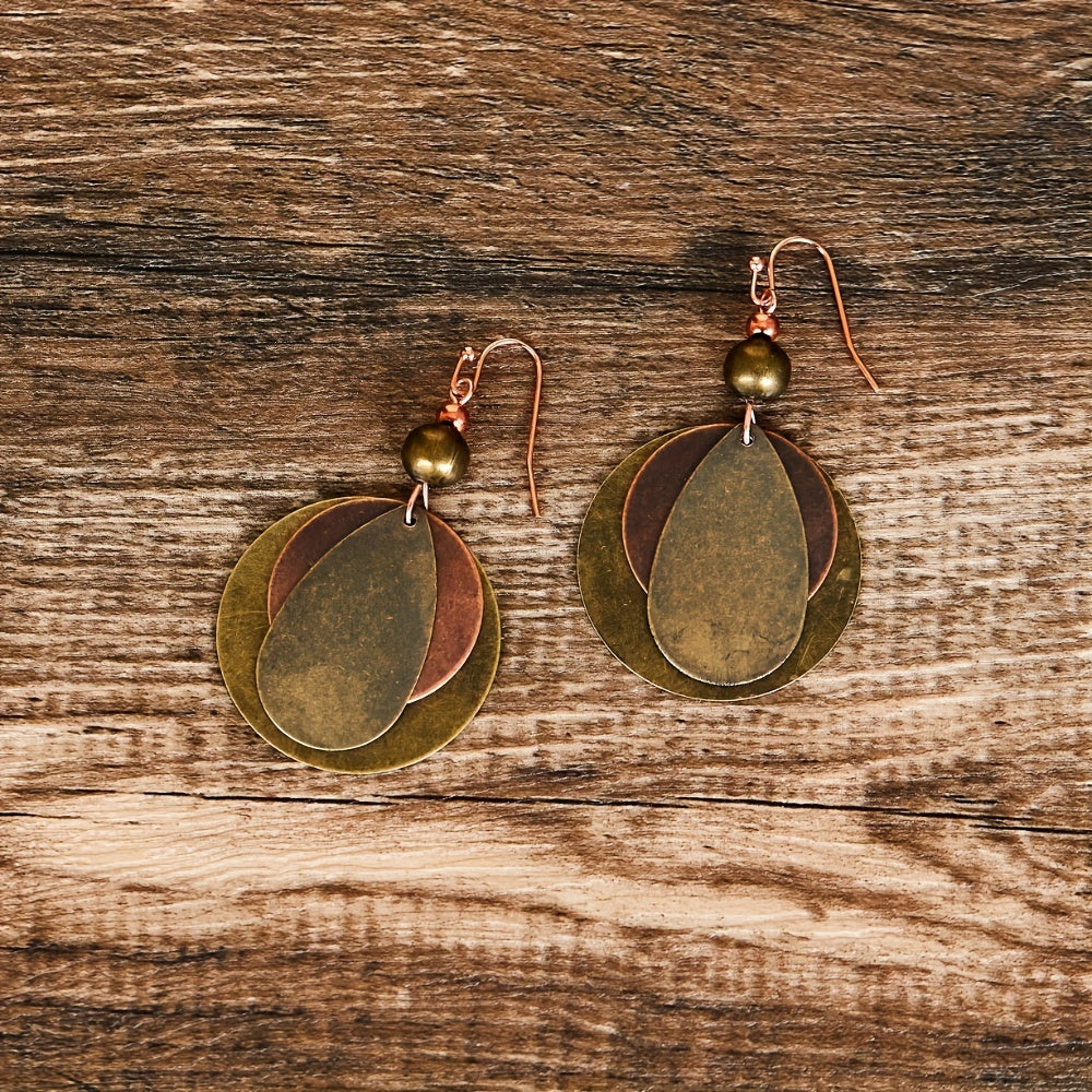 Bohemian Round Water Drop Copper-Tone Dangle Earrings