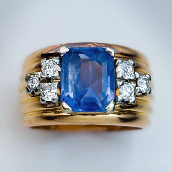 Vintage-Style Blue Crystal Layered Ring