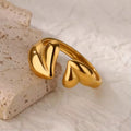 Adjustable Double Heart Gold-Tone Ring