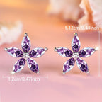 Purple Zirconia Flower Stud Earrings