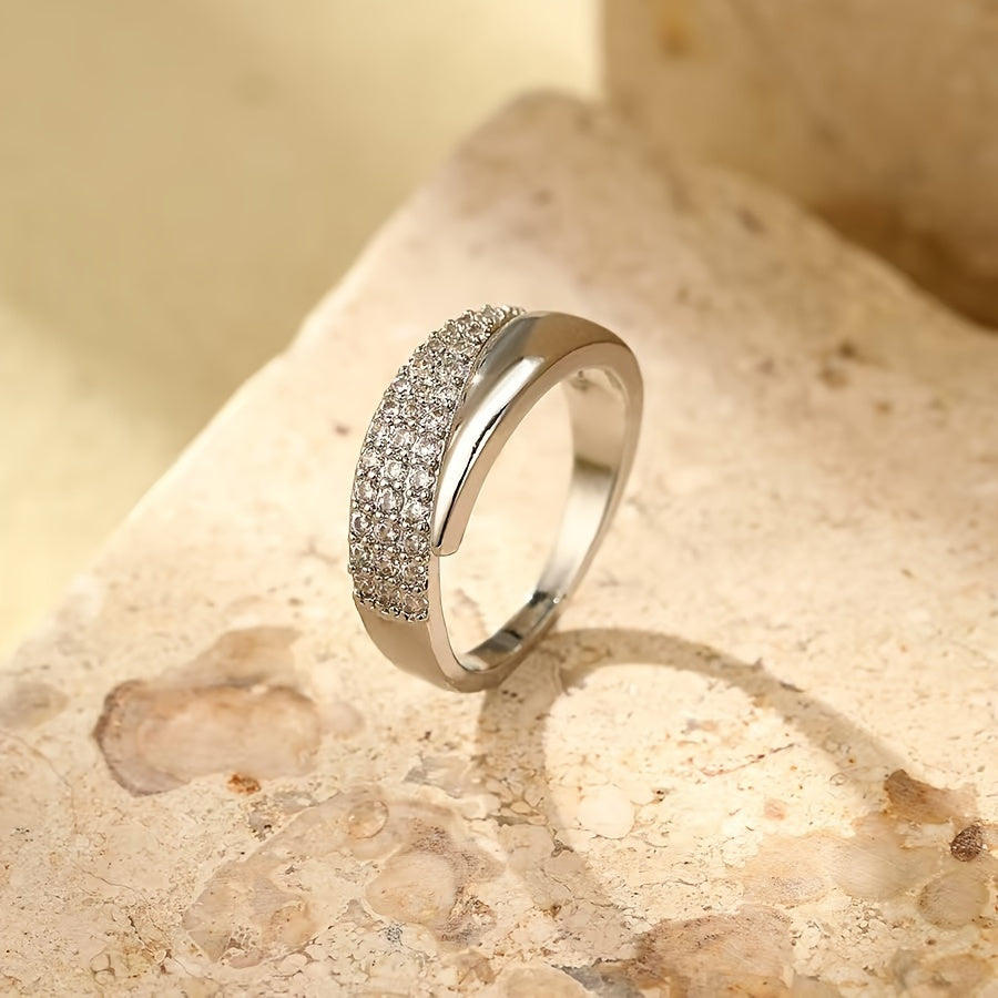 Pointed Wing Inlaid Zirconia Open Ring
