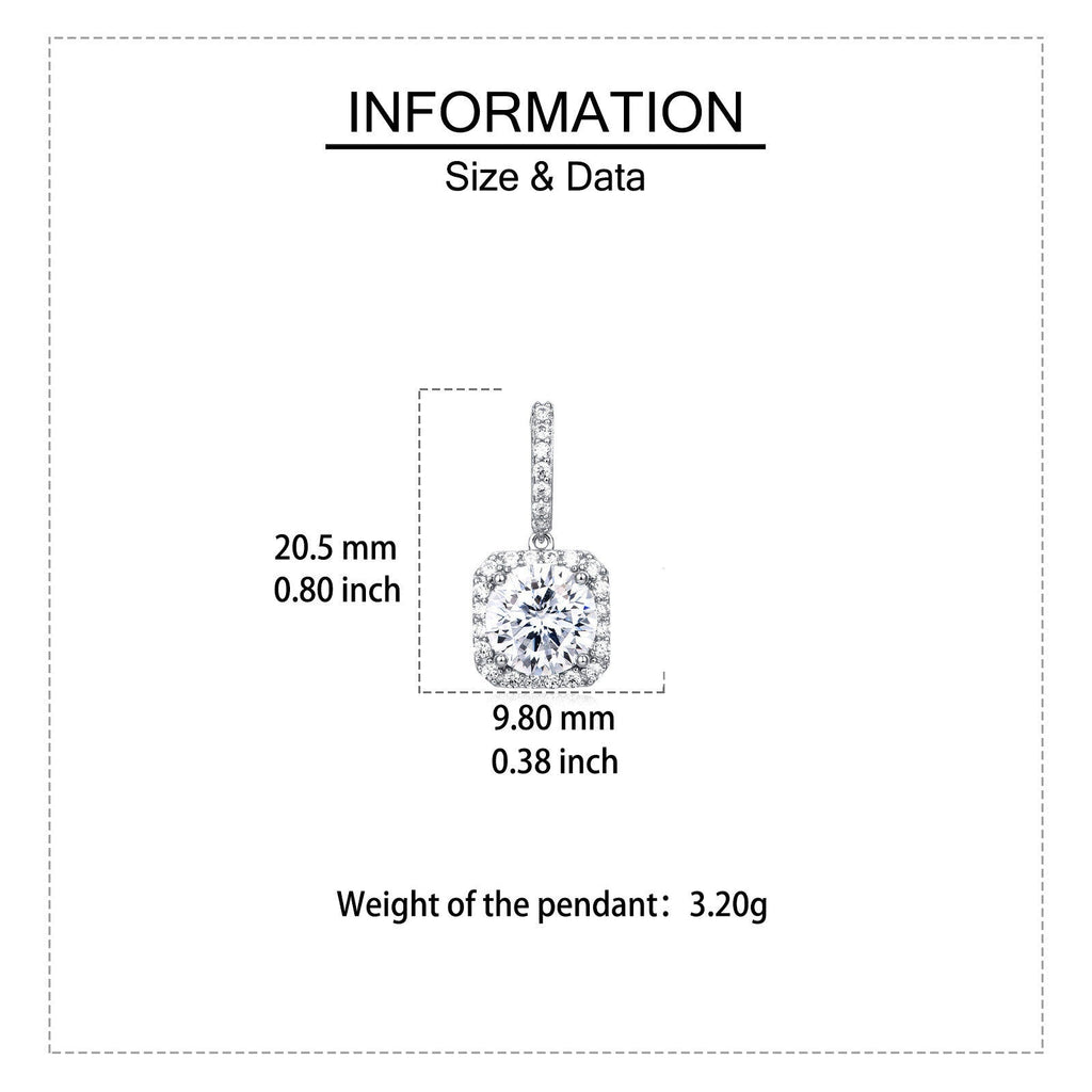 925 Sterling Silver Moissanite Halo Stud Earrings, White Gold Plated
