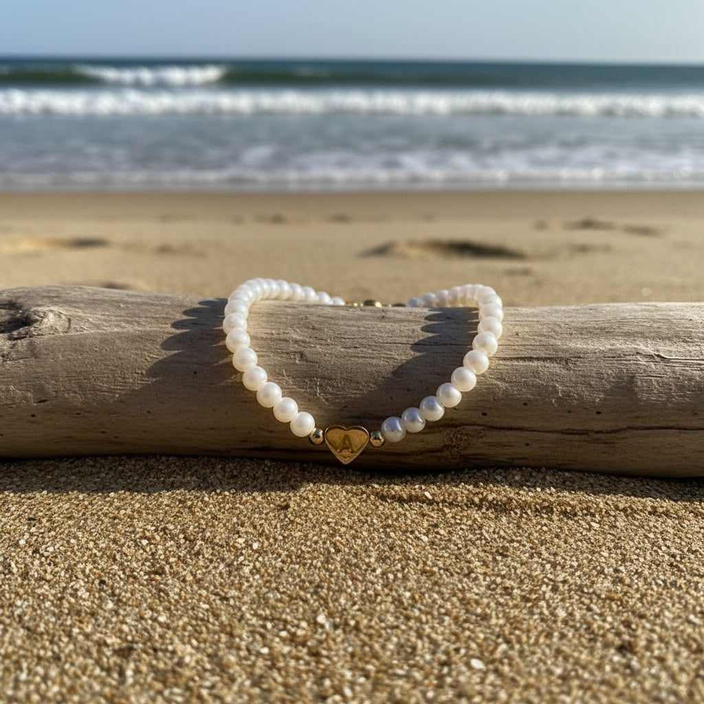 Armband met hart en initiaal van A tot Z