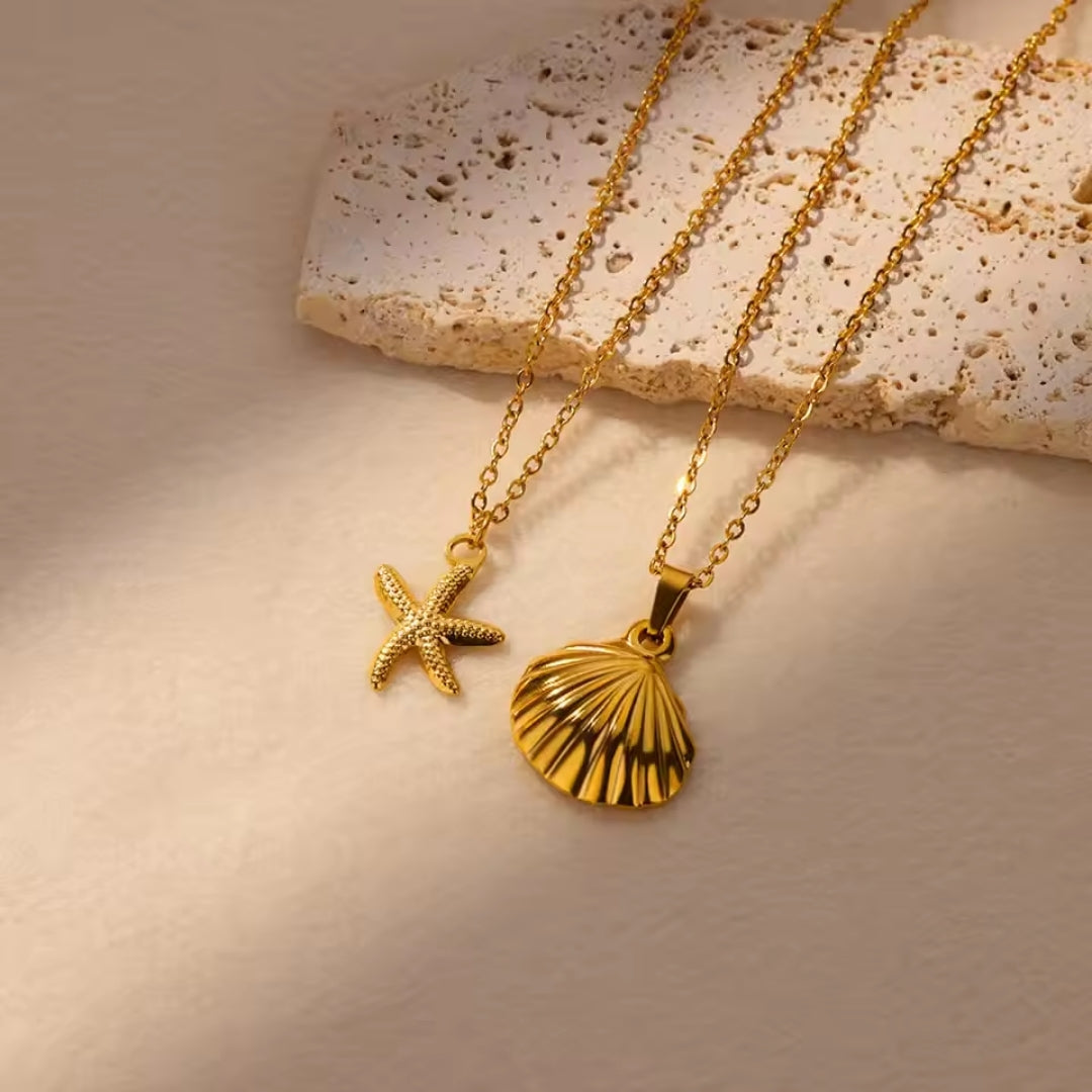 Ocean Pendant Gold-Tone Necklace