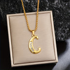 Crystal Accent Initial Necklace in Gold Tone