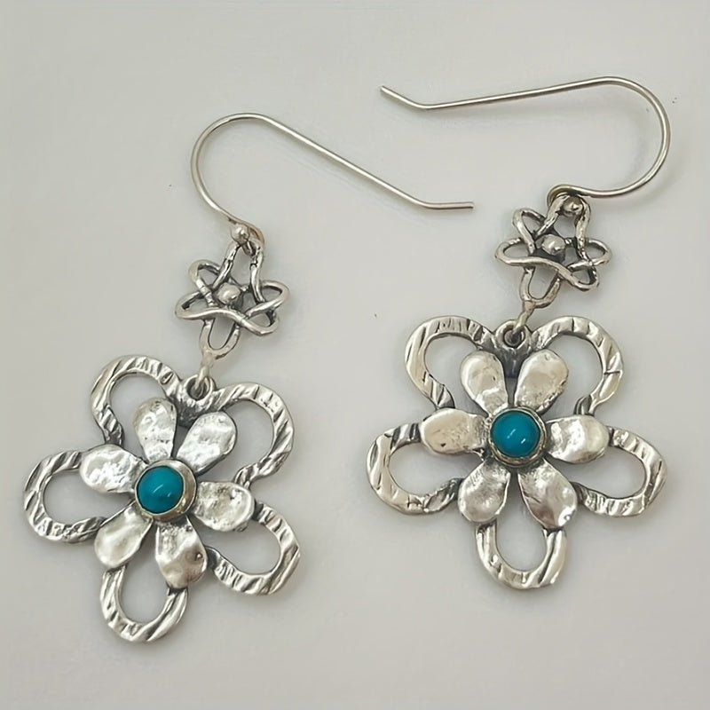 Vintage bohemian bloemoorhangers met turkoois