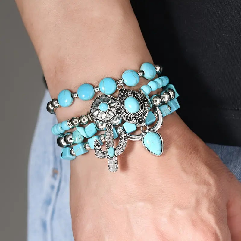 Western Boho Turquoise Bracelet Set