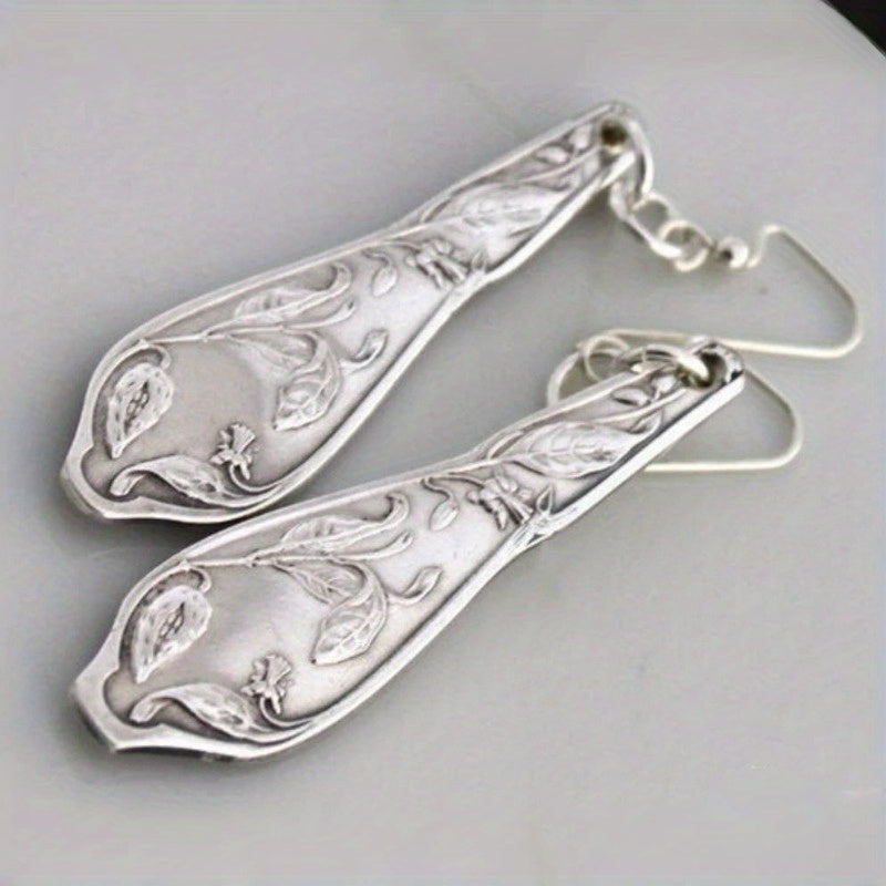 Vintage-Style Silver-Tone Spoon Earrings