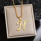 Crystal Accent Initial Necklace in Gold Tone