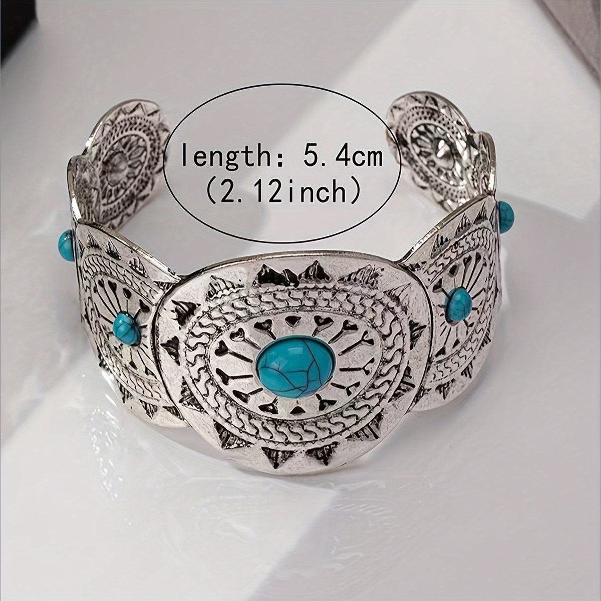 Vintage-Style Stamped Turquoise Cuff Bracelet