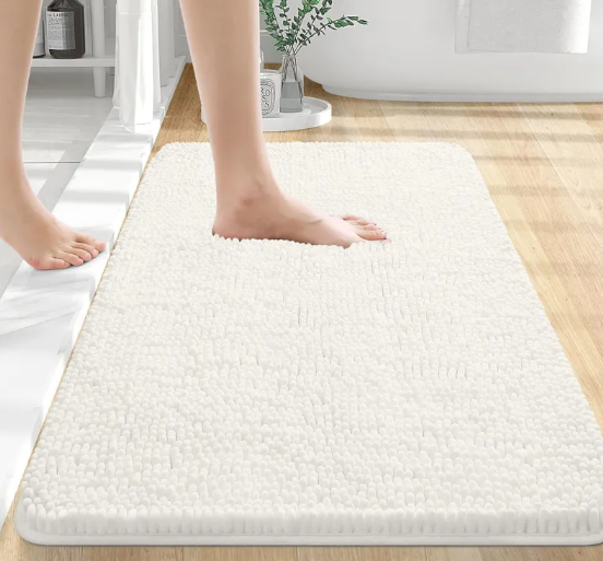 Long Chenille Non-Slip Floor Mat – Absorbent Polyester, Machine Washable