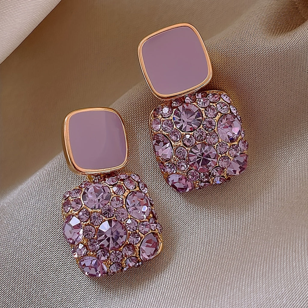Square Glass Pendant Earrings in Many Colours
