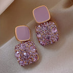 Square Glass Pendant Earrings in Many Colours