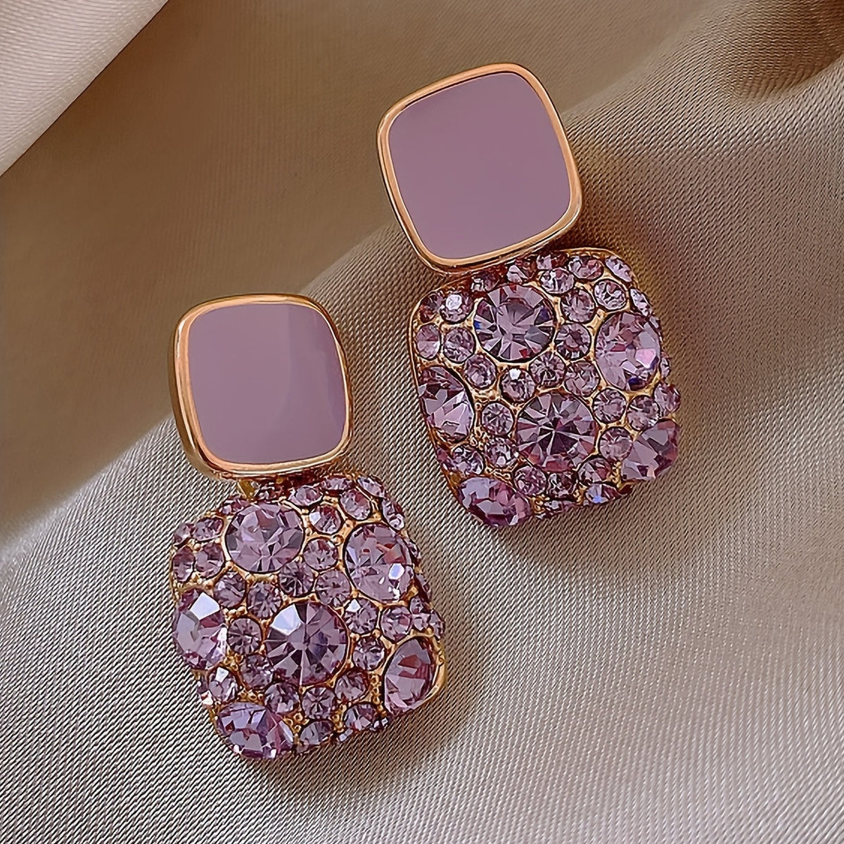 Square Glass Pendant Earrings in Many Colours