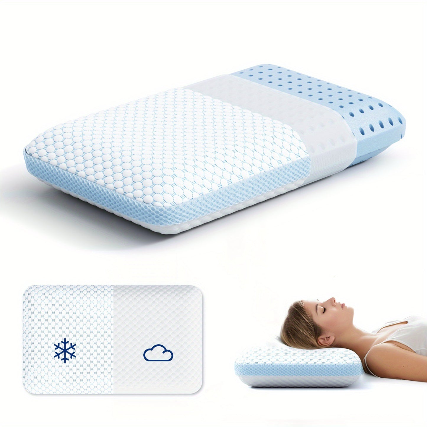 Cervical Memory Foam Pillow – Neck Support Bed Pillow with Breathable Cover